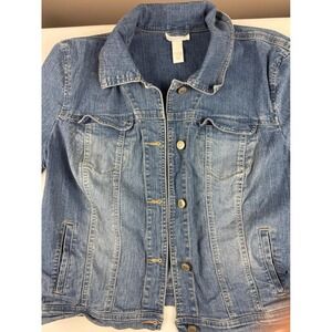 Denim Jean Jacket Medium Wash Classic Button Front Casual Everyday Women